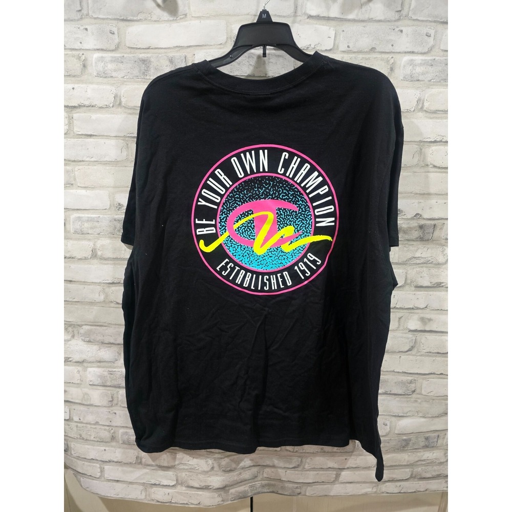 Be Your Own CHAMPION Short Sleeve Shirt Mens XL T-shirt Neon Black NWT